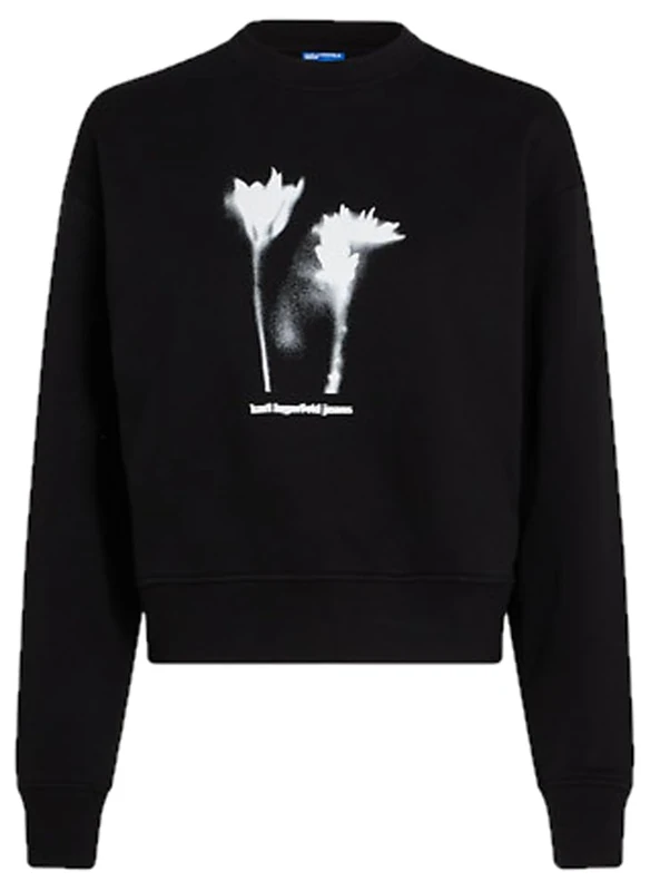 KARL LAGERFELD JEANS, Women's, Flower Logo Sweat, Regular Fit, Black, XS