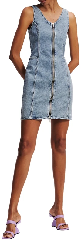 KARL LAGERFELD JEANS, Women's, V-Neck Denim Dress, Regular Fit, Blue, S
