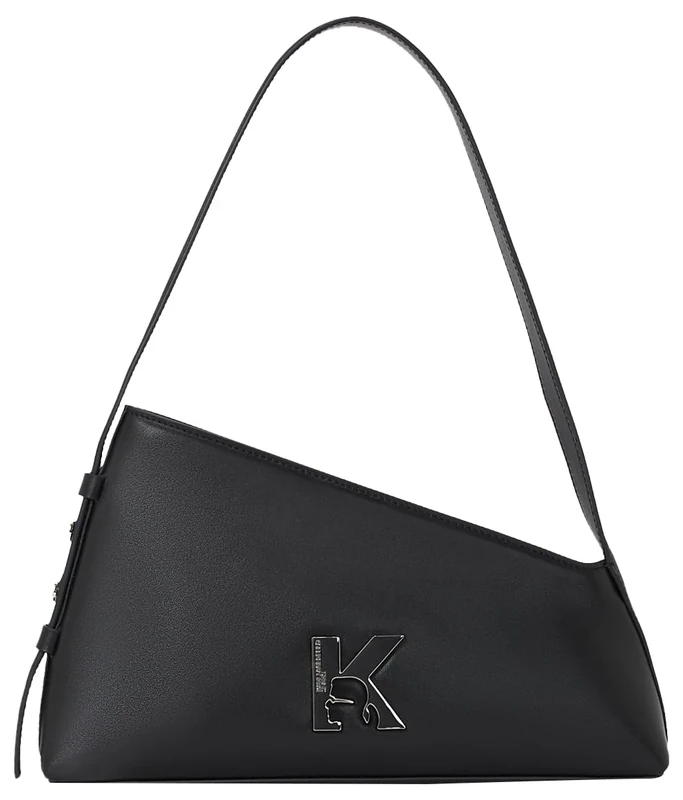 KARL LAGERFELD JEANS, Women's, Geo Shoulder Bag Leather, Black, One size