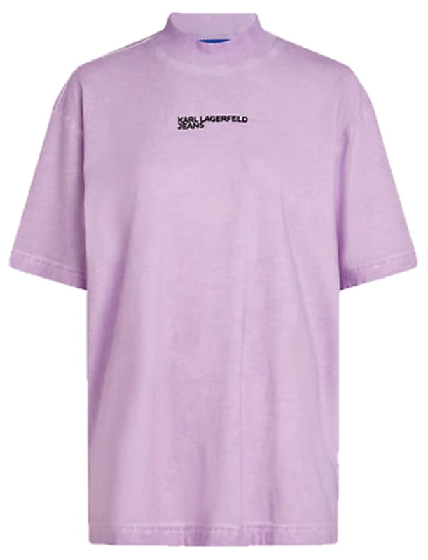 KARL LAGERFELD JEANS, Women's, Relaxed Short Sleeve Washed Tee, Relaxed Fit, Purple, XS