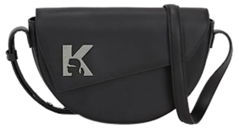 KARL LAGERFELD JEANS, Women's, Geo Saddle Bag Leather, Black, One size