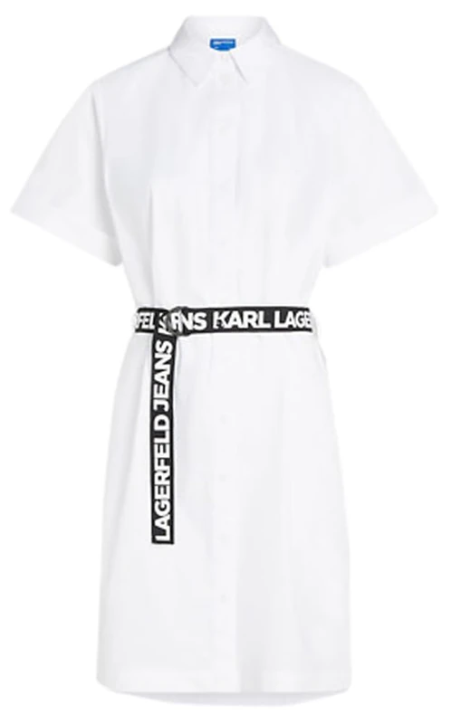 KARL LAGERFELD JEANS, Women's, Poplin Shirt Dress, Regular Fit, White, XS