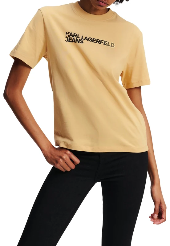 KARL LAGERFELD JEANS, Women's, Regular Short Sleeve Essential Logo Tee, Regular Fit, Beige, S