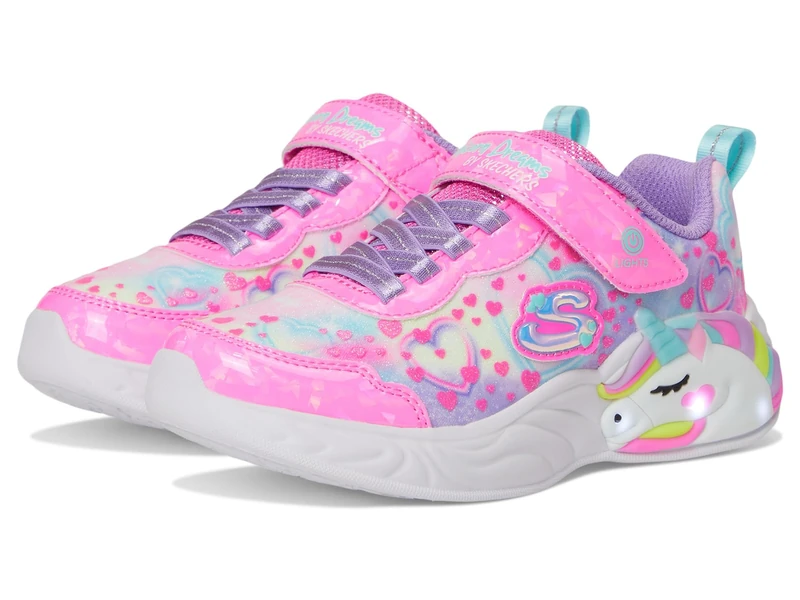 Skechers Girl's Unicorn Dreams Heart Sparkles Sneakers, Pink Sparkle Mesh/Multi Trim, 1.5 UK Child