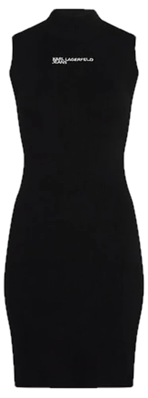 KARL LAGERFELD JEANS, Women's, Sleeveless Mock Neck Knit Dress, Bodycon Fit, Black, XL - Image 1