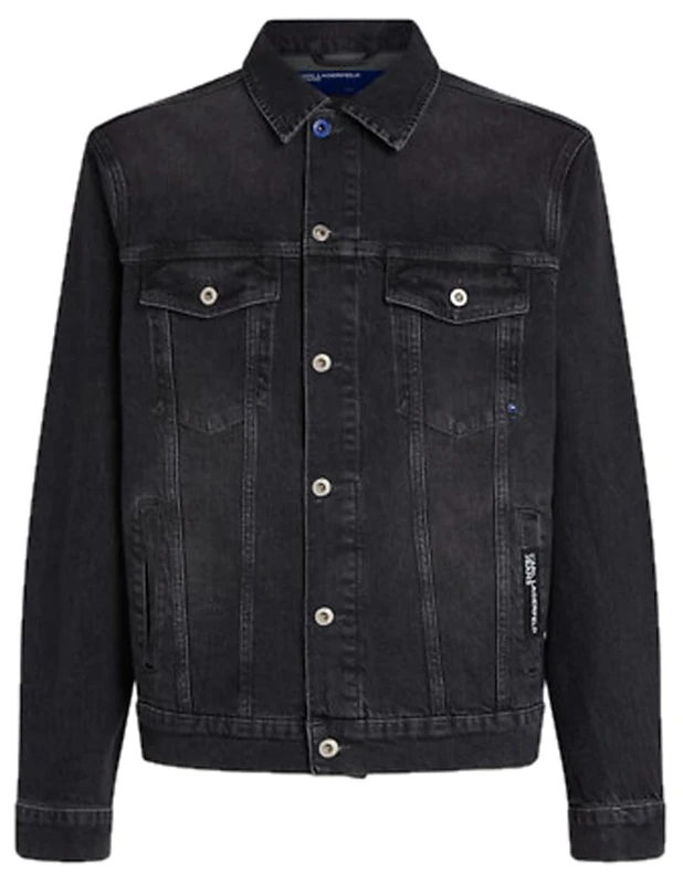 KARL LAGERFELD JEANS Men Regular Denim Jacket Washed Dark Grey L