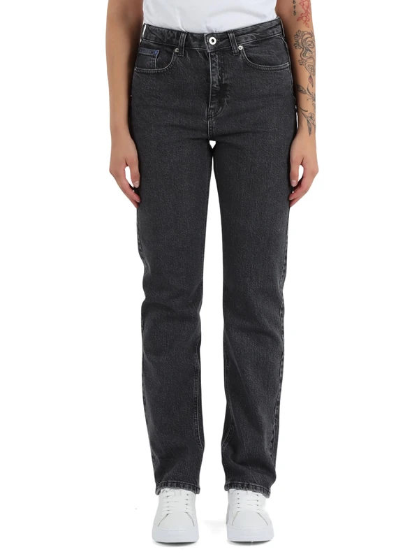KARL LAGERFELD JEANS, Women's, High Rise Straight Denim, Straight Leg, Black, 3030