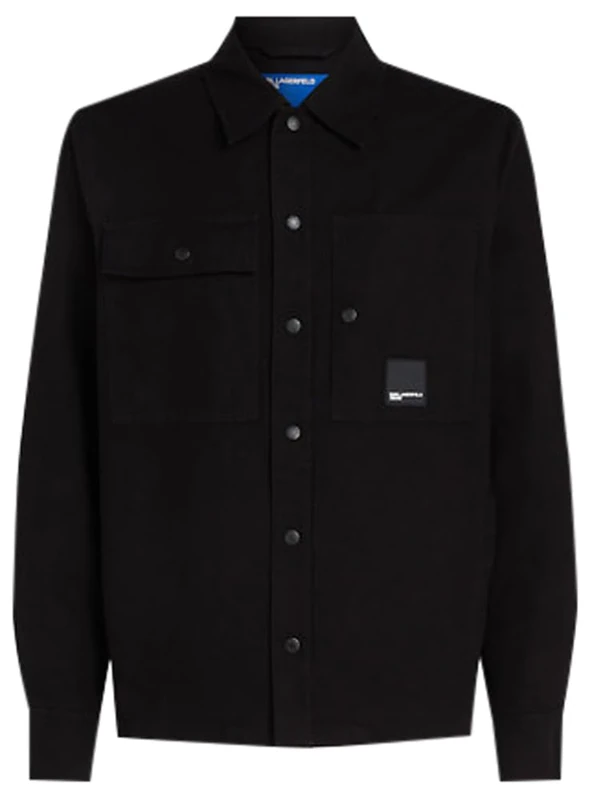 KARL LAGERFELD JEANS, Men's, Canvas Overshirt Jacket, Regular Fit, Black, L