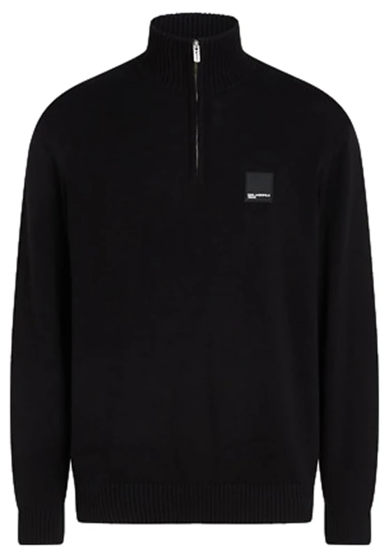 KARL LAGERFELD JEANS, Men's, Regular Half-Zip Sweater, Regular Fit, Black, L