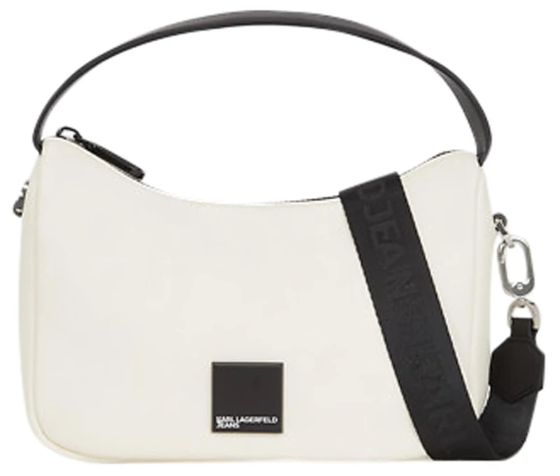 KARL LAGERFELD JEANS, Women's, Box Logo Soft Mini Hobo, White, One size