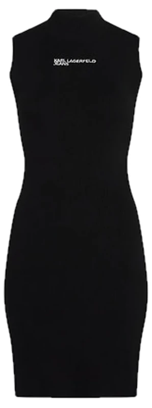 KARL LAGERFELD JEANS, Women's, Sleeveless Mock Neck Knit Dress, Bodycon Fit, Black, S