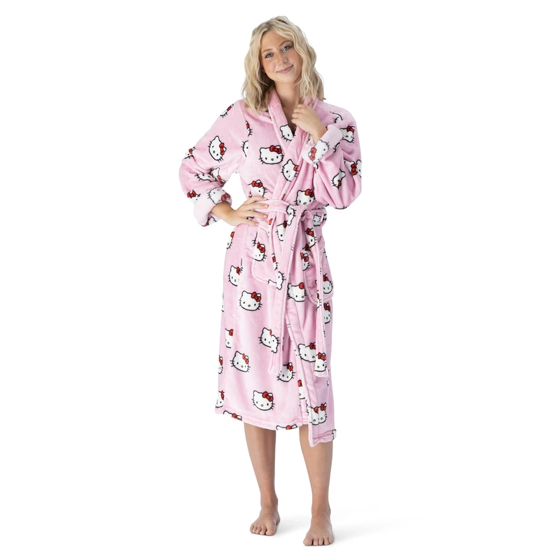 Northwest Women's Hello Kitty Silk Touch Lounge Robe Bathrobe, Cute and Everywhere, S-M - Image 1