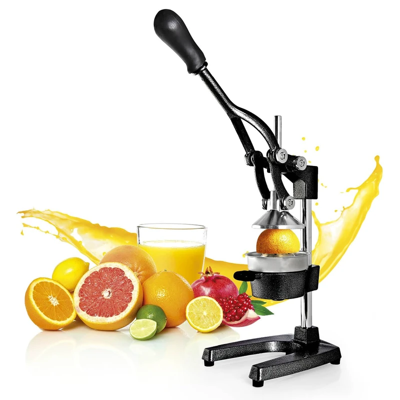 Lumaland Juicer | Lemon Squeezer - Manual & Quiet | Cast Iron Hand Press - Citrus Fruits Juicing Effortlessly | Orange Squeezer for Vegetables and Fruits | Slow Juicer - Very Easy Care | Black