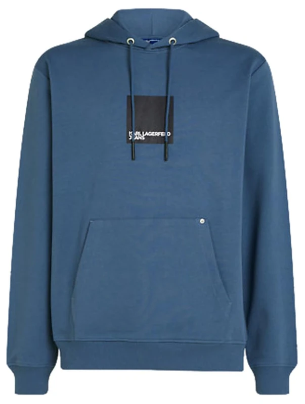 KARL LAGERFELD JEANS, Men's, Box Logo Hoodie, Regular Fit, Blue, L
