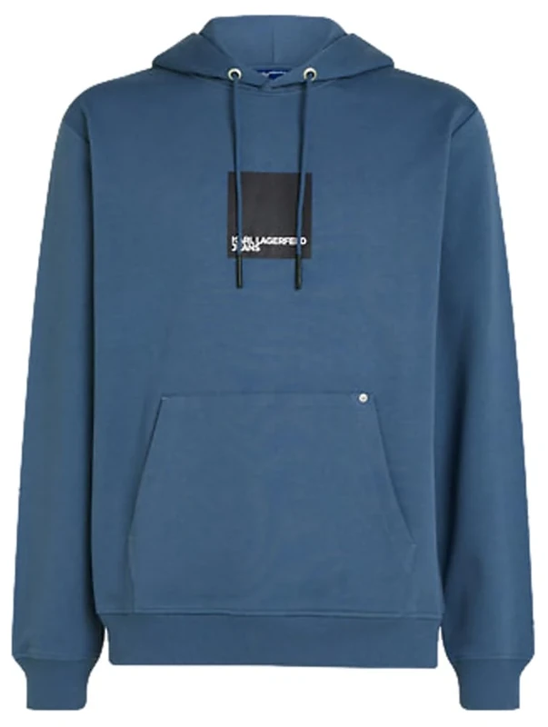 KARL LAGERFELD JEANS, Men's, Box Logo Hoodie, Regular Fit, Blue, XS