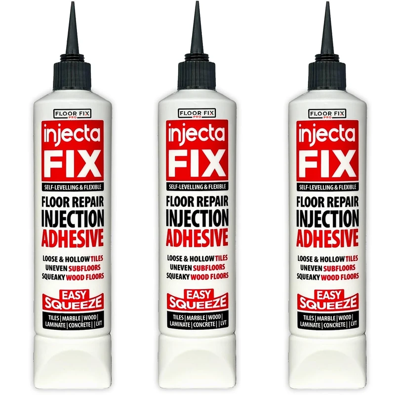 Injectafix Easy Squeeze 300ml From Floor-Fix Pro - Flexible Strong Adhesive Fix Loose & Hollow Tiles and Floors Self-Levelling Maximum Strength New Formula (3 Pack)