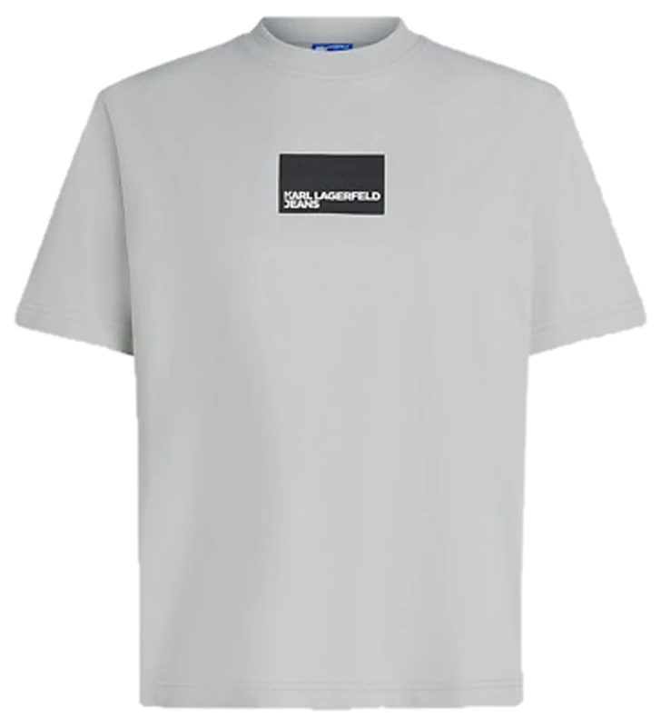 KARL LAGERFELD JEANS, Women's, Regular Short Sleeve Box Logo Tee, Regular Fit, Grey, M