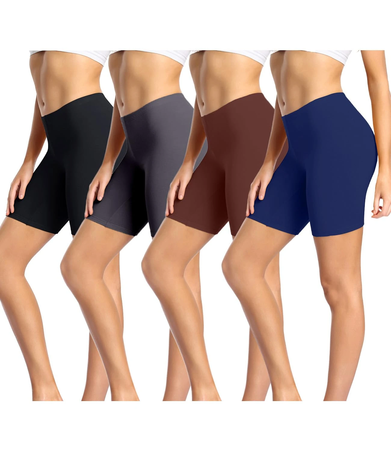 wirarpa Ladies Anti Chafing Shorts Womens Boxers Underwear Cotton Cycling Shorts Leggings for Under Dresses 4 Pack Black Deep Grey Deep Blue Brown Size 3XL