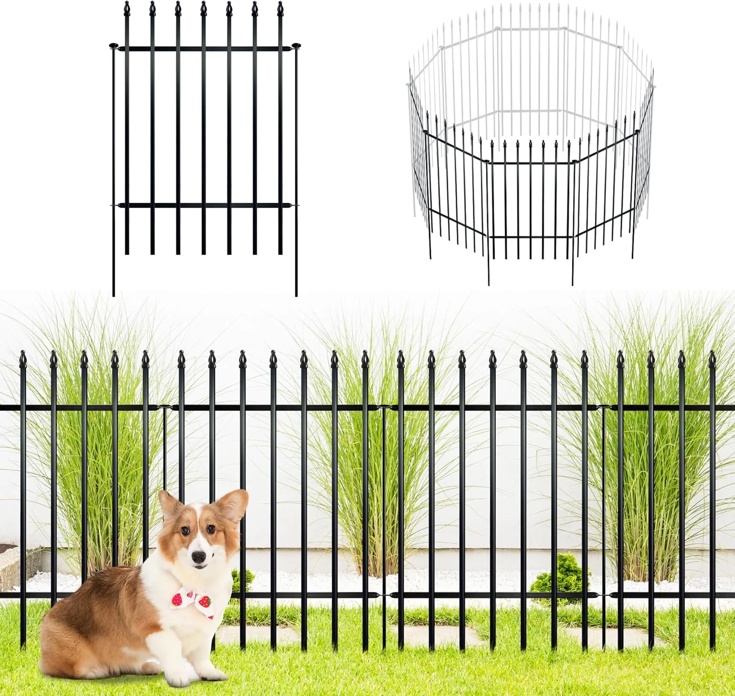 ARIFARO Decorative Metal Garden Fence 71cm high x 56cm Wide 5 Pack, Animal Barrier for Dog Pet, Border Garden Fencing for Outdoor Patio Lawn Yard Flower Bed