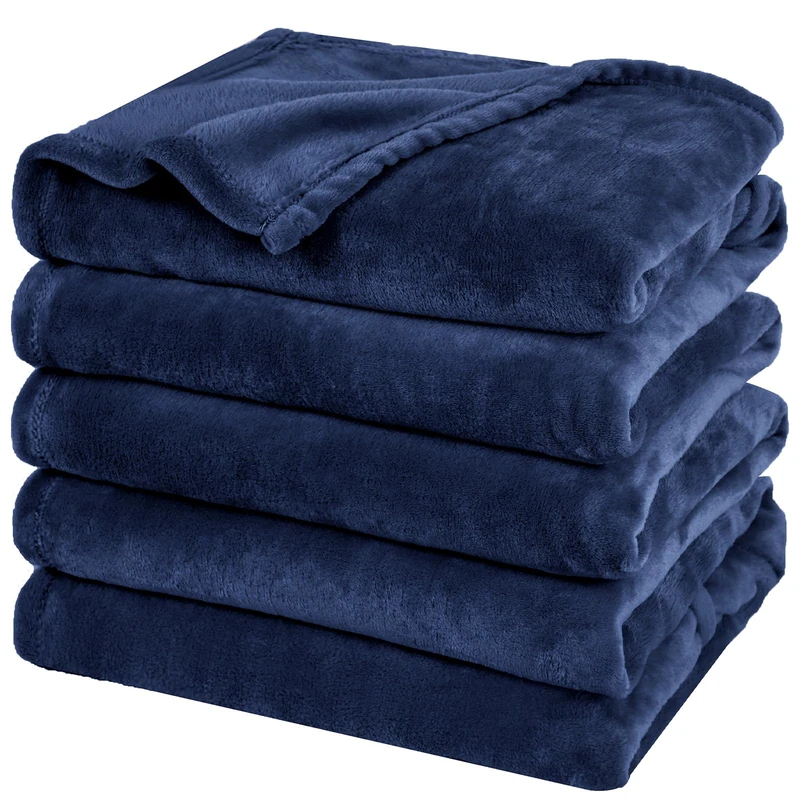 PHF Oversized King Fleece Blanket 120"x120", No Shed No Pilling Big Soft Blanket, Extra Large 10'x 10' Lightweight for Bed, Sofa Travel and Camping, Suitable for All Season, Navy Blue