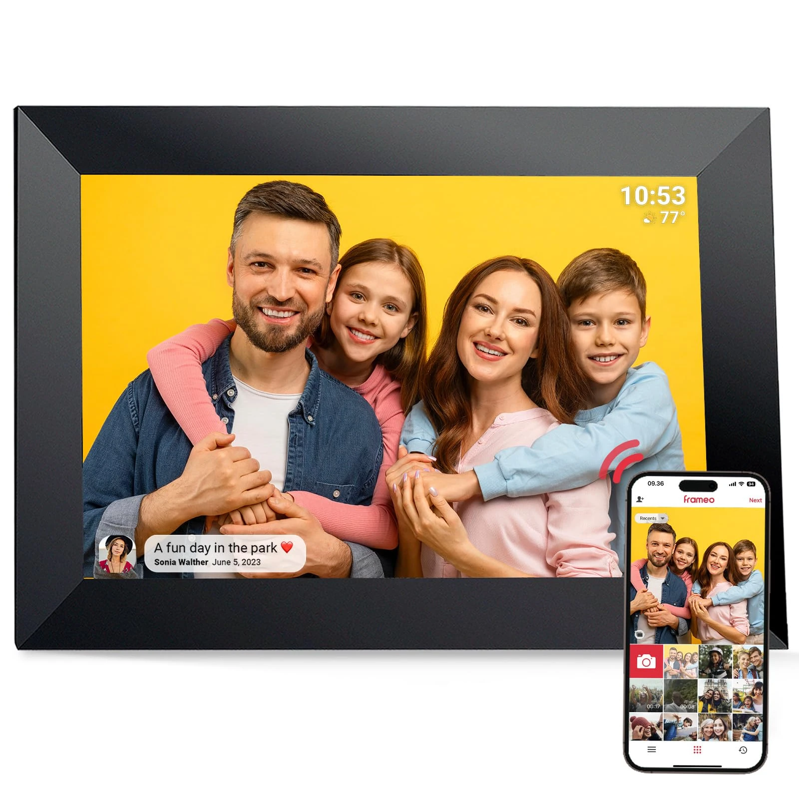 Frameo Digital Picture Frame VESWWE 10.1 IN Digital Photo Frame WiFi 1280x800 IPS Touch Screen 32GB Storage Auto-Rotation Instantly Share Photos and Videos Via the Frameo App