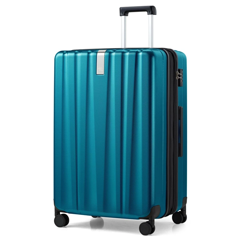 Hanke Underseat Carry On Luggage Suitcase with Wheels 14in 16in 20in 24in 29in Spinner TSA Luggage Lighweight PC Hardside Rolling Suitcases Travel Bag, Caribbean Blue, 3-Piece Set（20/24/29）