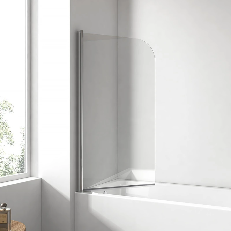 EMKE Shower Screen for Bathtub 80 x 140 cm Foldable Bath Shower Screen 6 mm Safety Glass Shower Enclosure Bathtub