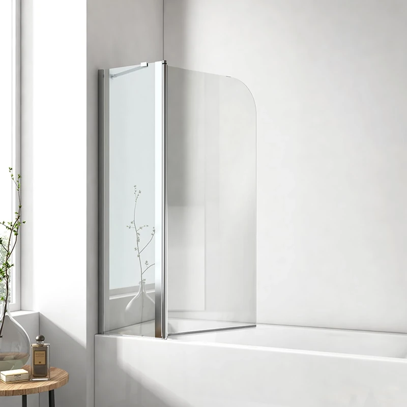 EMKE Shower Screen for Bathtub, 100 x 140 cm, Bath Attachment, Foldable Bathtub Shower Screen, Shower Screen for Bathtub, Folding Screen, 6 mm Safety Glass Shower Enclosure Bathtub