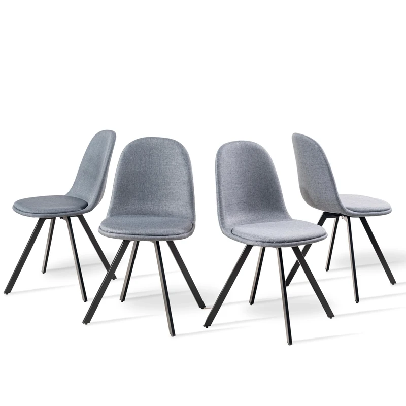 FurnitureR Set of 4 Fabric Rotating Dining Room Chairs, 360° Rotation, Leisure Kitchen Chairs for Dining Room, Living Room, Kitchen, Grey