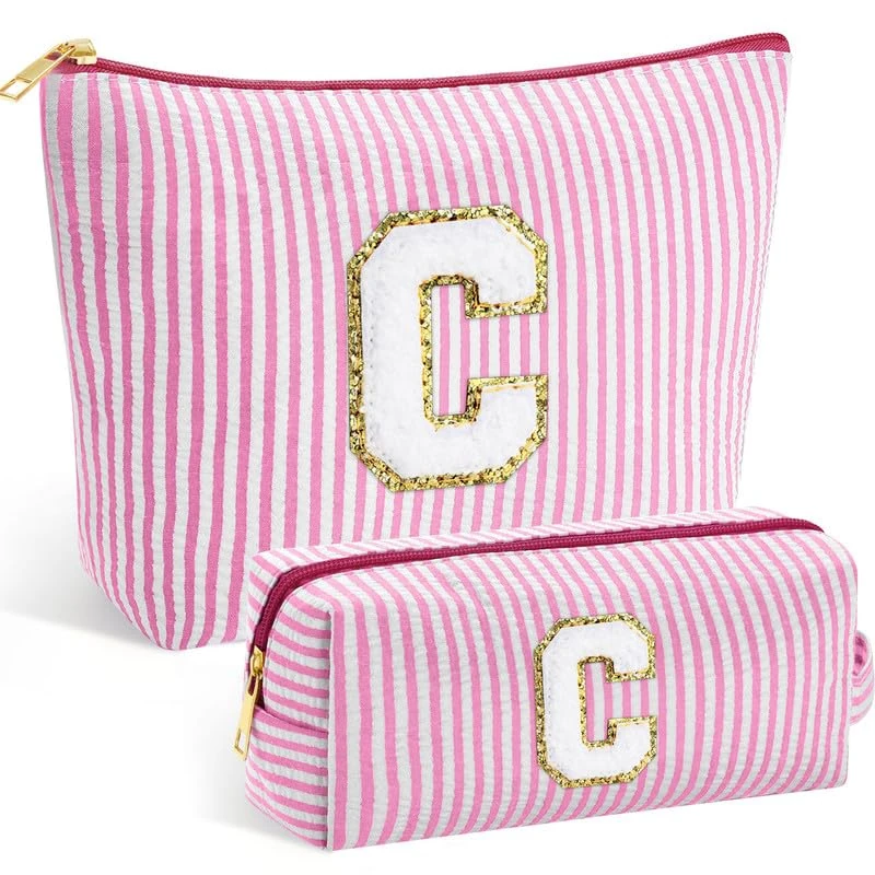 SEFORICO Personalized Make Up Bag - Birthday Gifts for Women Large Capacity A-Z Cosmetic Bags 2 Pack Makeup Bag Women's Portable Toiletry Bag