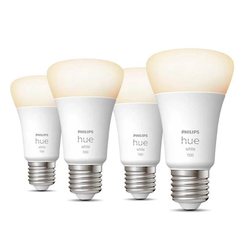 Philips Hue White E27 lamp 4-Pack 4x1055lm, dimmable, Warm White Light, controllable via app, Compatible with Amazon Alexa (Echo, Echo Dot)