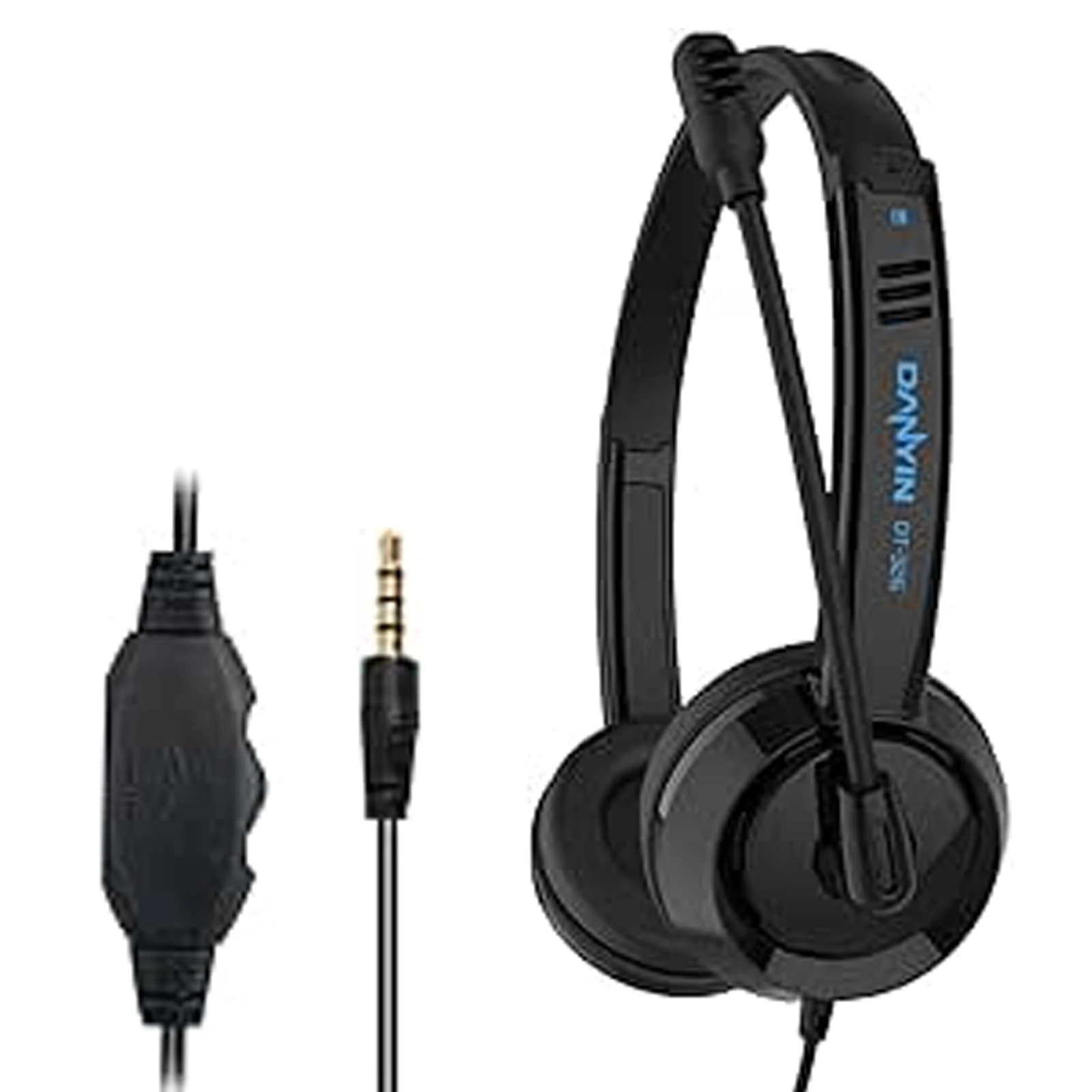 Computer Headset with Microphone, 3.5mm PC Headsets with Microphone Noise Cancelling Mic & Audio Controls for Mobile Phone Laptop PC, Wired Stereo Computer Headphone for Home/Office/Call Center/Online