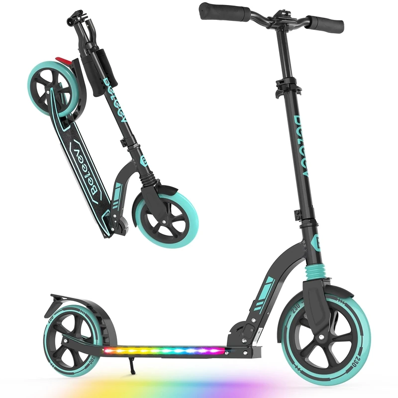 BELEEV Scooter for Kids Ages 6+, 200mm Big Wheel adult Scooters for Boys and Girls, 4 Adjustable Handlebar, Front Suspension, 2 Wheels Scooter with Carry Strap, up to 100Kg