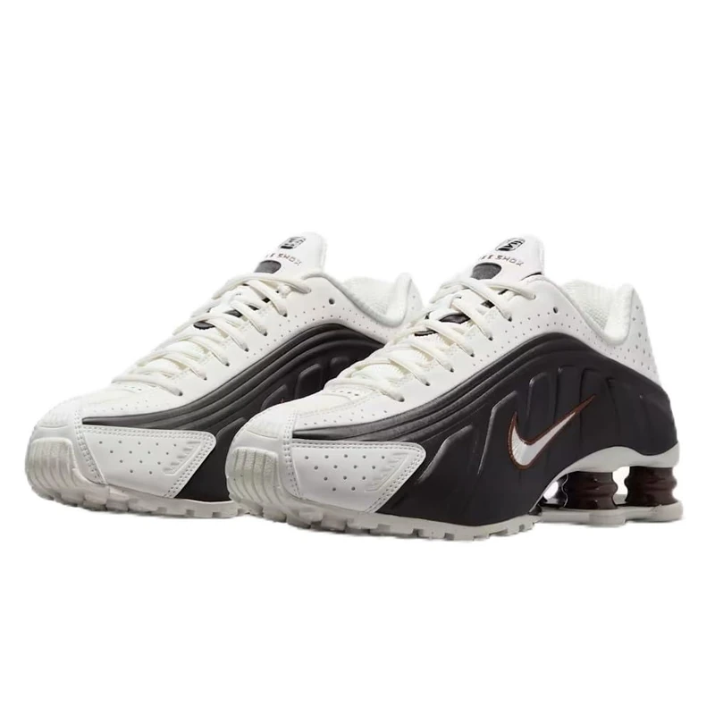 NIKE Women's Shox R4 Sneaker, Sail Sail Black Fauna Brown, 7 UK