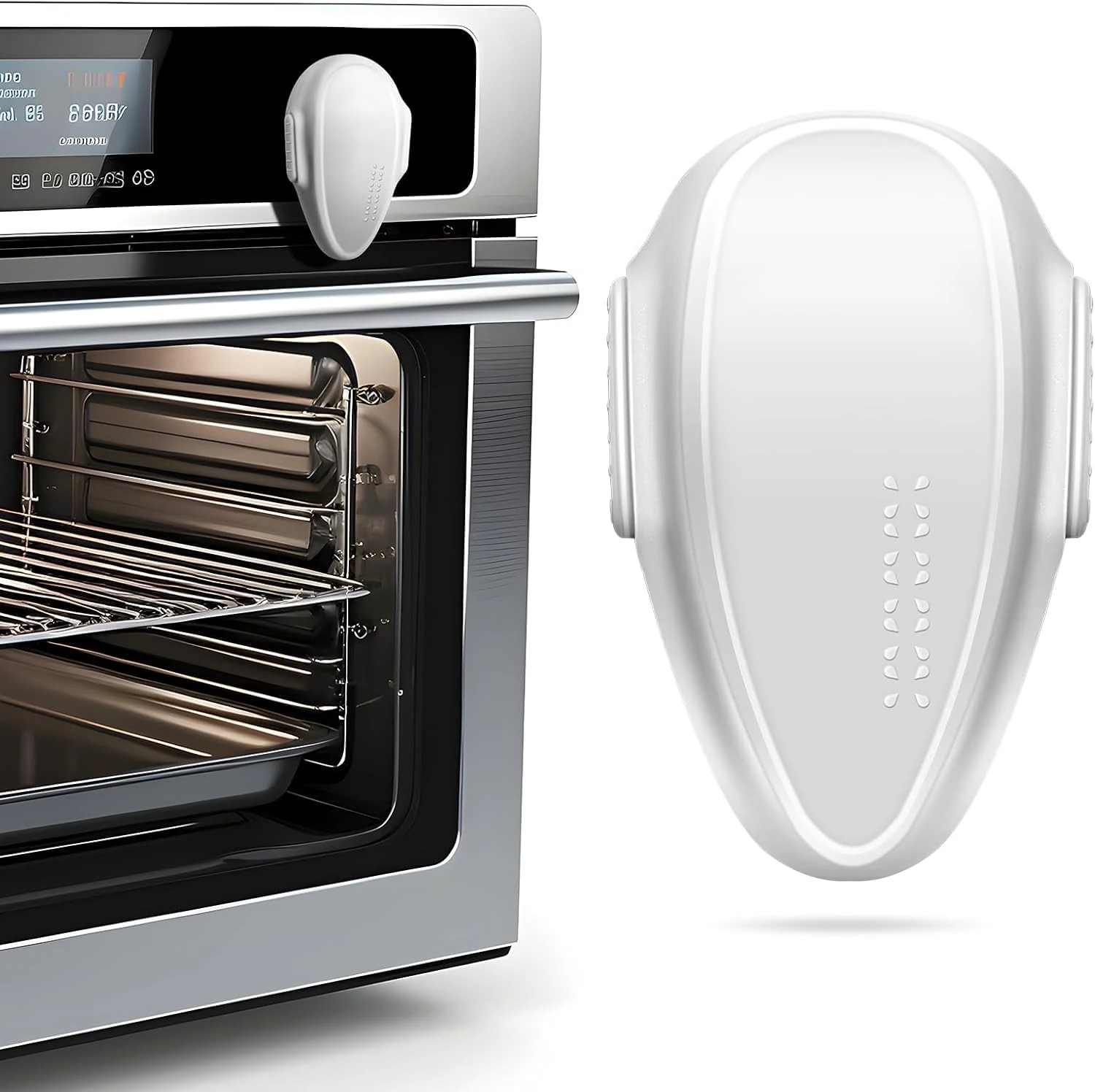 GUOYOU 2 Pack Childproof Oven Door Lock Heat Resistant 3M Adhesive Lock Baby Proofing Oven Lock Easy to Install with Installation No Drilling,for Child Stove Protection for Babies and Toddlers(White)