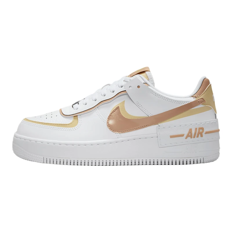 NIKE Women's Air Force 1 Shadow Sneaker, White Hemp Team Gold White, 3 UK