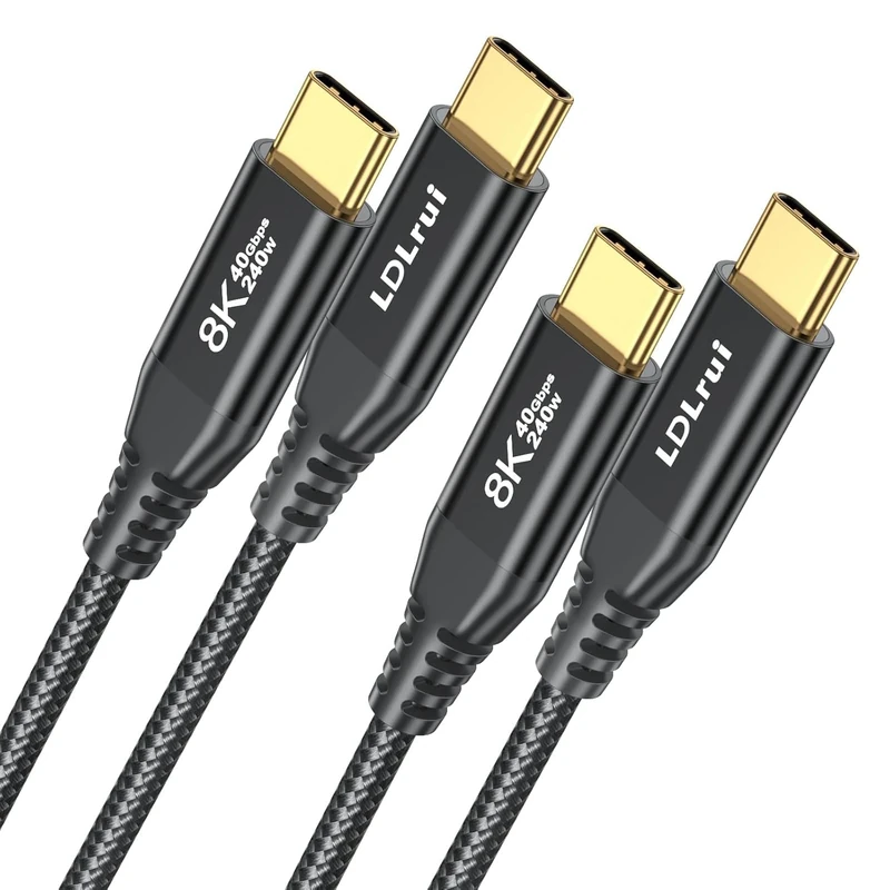 USB C to USB C 4 Display Cable (1.8m, 2 Pack) with 40 Gbps Data Transfer, 8K Video, 240W Charging, Compatible with Thunderbolt 4 & 3, USB4 Cable for MacBook Pro, Dell, Portable Monitor, Black