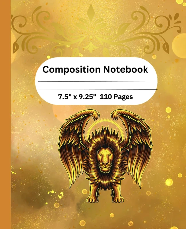 Composition Notebook: Gold Lions notebook for kids 110 Pages 7.5×9.25"