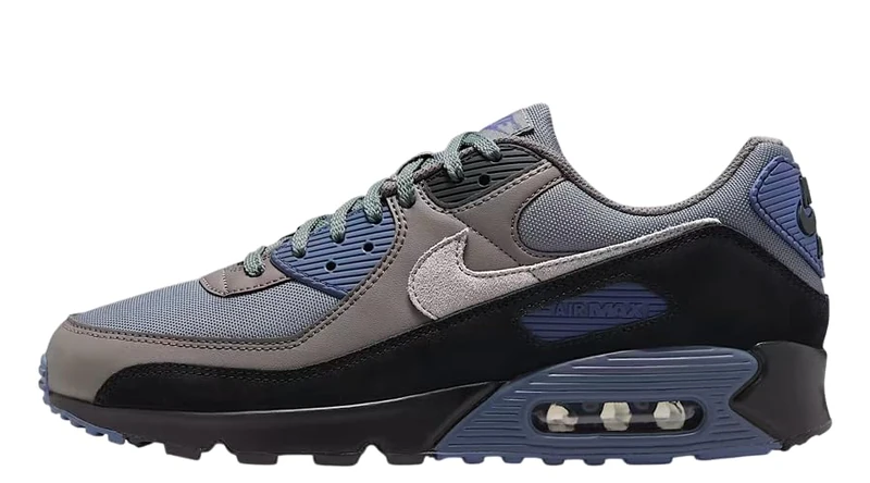 Nike IB6392-001 AIR MAX 90 Men Smoke Grey/LT Smoke Grey-DIFFUSED Blue UK 9.5