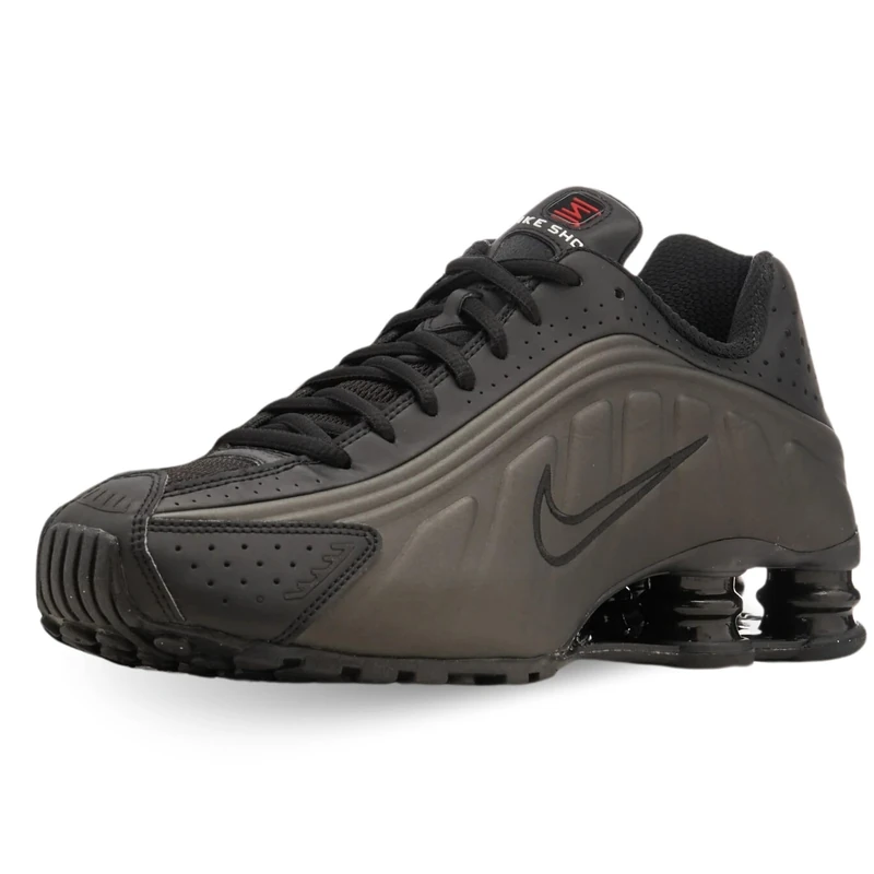 Nike Men's Shox R4 Shoes, Black/Black/Black/Bright Crims, 5.5