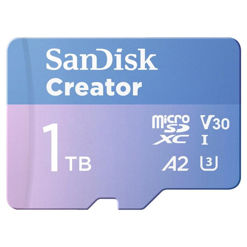 SanDisk Creator microSDXC UHS-I + SD adapter 1 TB (For Smartphones, Camera's and Drones, 5,3K & 4K, A2, C10, V30, U3, Speeds up to 190 MB/s, 3 months Adobe Lightroom included)
