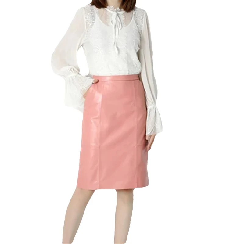 Winter Leather Midi Long Wrap Skirt Ladies Elegant Simple Sexy Mini A-Line Pencil Skirt pnnrk L