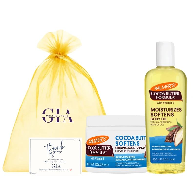 Cocoa Butter Gift Set - with Palmers Cocoa Butter Tub 100g & Palmers Body Oil 250ml - Cocoa Butter Moisturiser Palmers for Deep Hydration and Radiant Skin