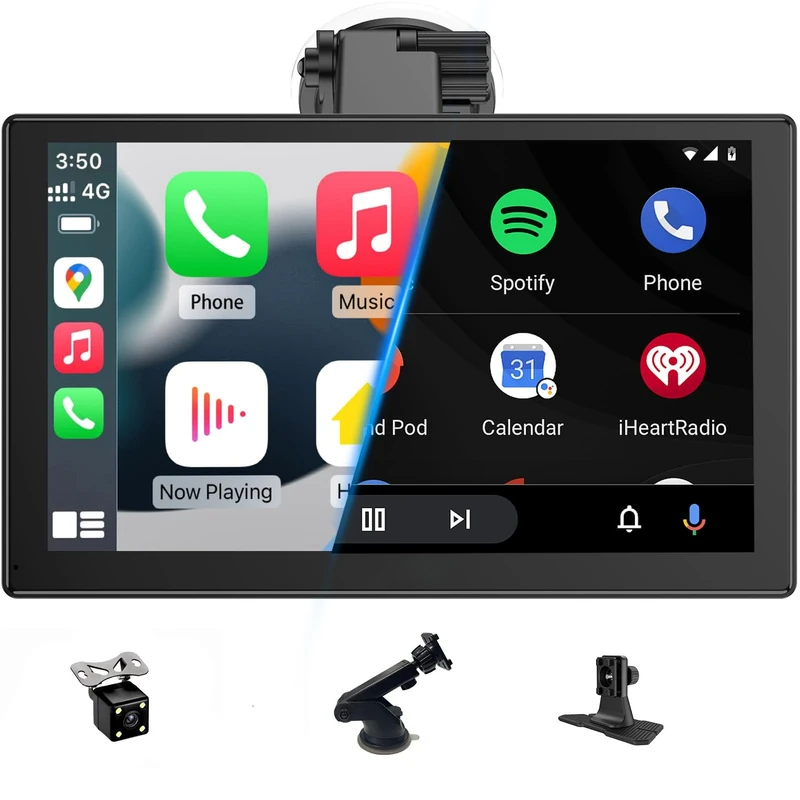 Spedal 9" Car Play Screen with 1080P Backup Camera Wireless Apple CarPlay ＆ Android Auto & Mirror Link Car Navigation Bluetooth AUX/FM Map Nav Music Backup Assist Easy Installation 810L