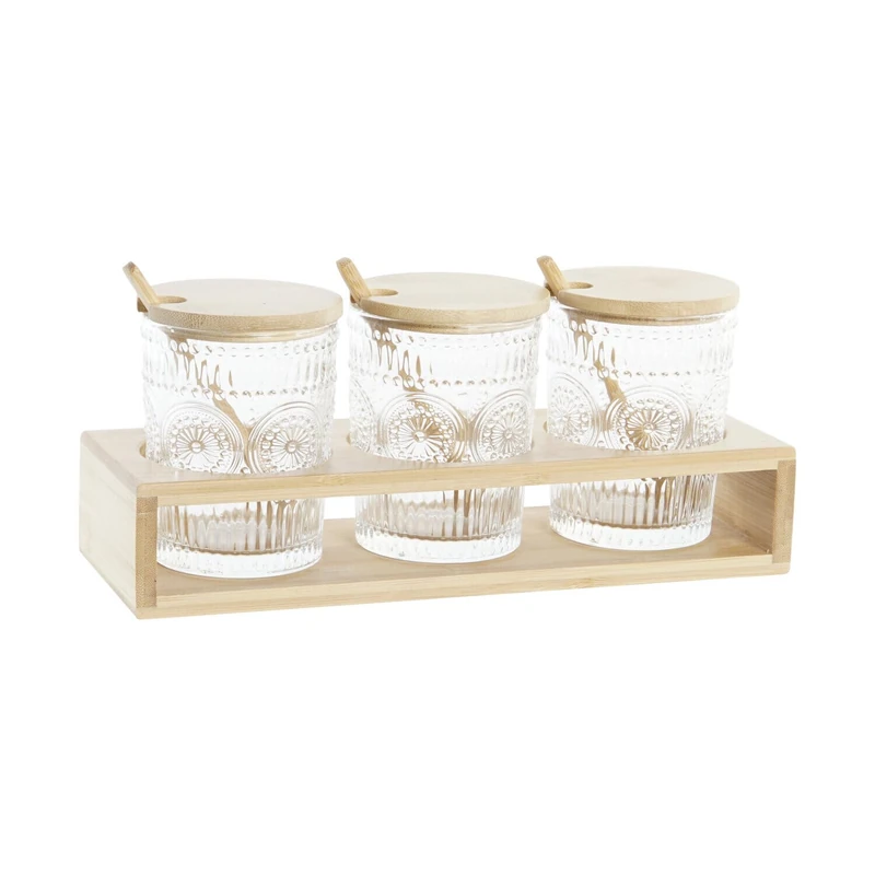 AlexandreHouse Azuccarerro Set of 3 Crystal Bamboo 28 x 10 x 13.5 cm 300 ml