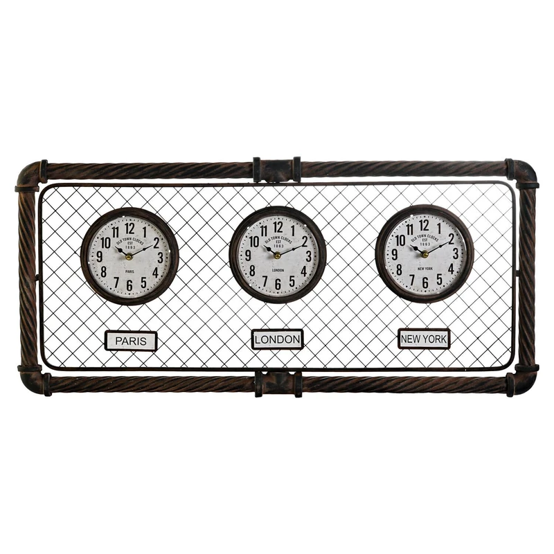 RELOJ PARED Hierro PP 93X5X42 3 RELOJE ENVEJECIDO - Image 1