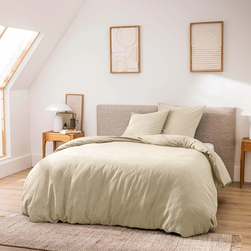 Douceur d'Intérieur, 3-Piece Bedding Set (260 x 240 cm) Meline Sand, 100% Cotton Yarn Dyed