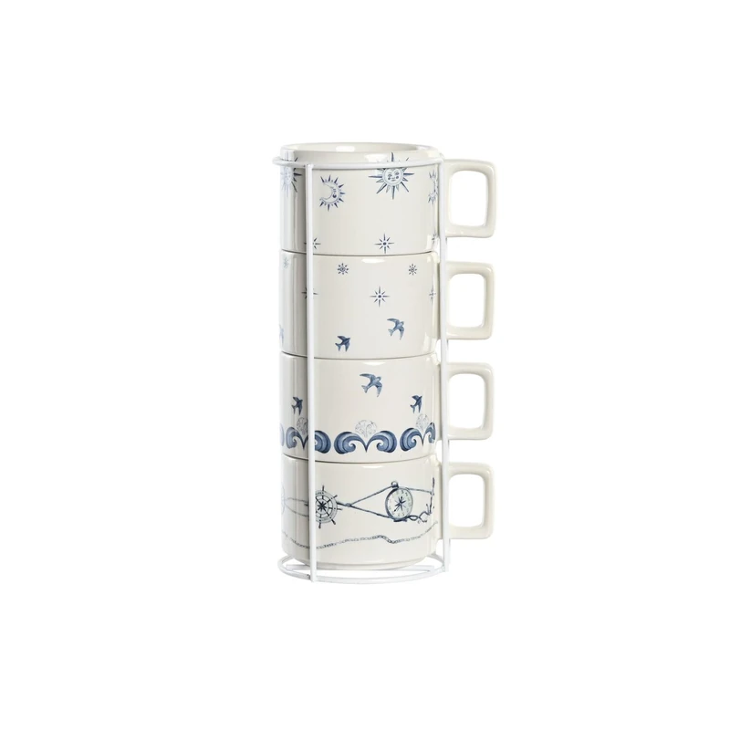 Cafe Set of 4 Dolomite Metal 11 x 11 x 27 cm, 260 ml Azul - Image 1