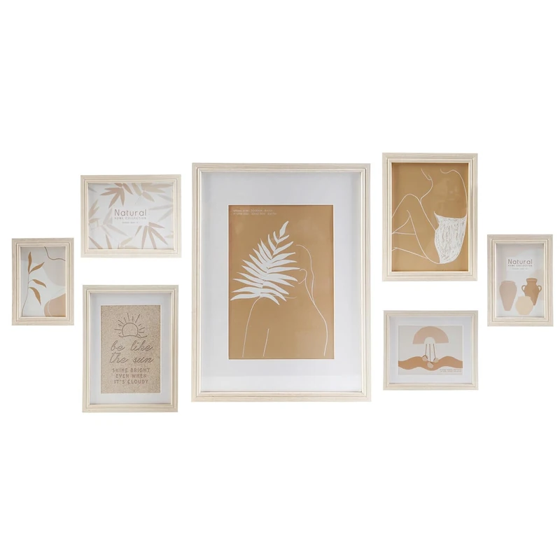 AlexandreHouse Marco Foto Set of 7 MDF Crystal 32.5 x 1.5 x 45 cm Brown - Image 1