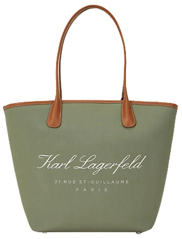 KARL LAGERFELD, Hotel Karl Medium Canvas Bag, Green, Women, Beachwear